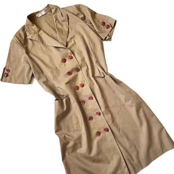 VALENTINO Garavani Dress, Double Breasted Button Down, Beige Cotton, Midi  Length Shift Dress, Vintage Everyday Pocket Dresses, Plus 14 Size - Etsy