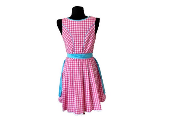 Dirndl Dress with Apron, Pink Gingham Dress, Bava… - image 4