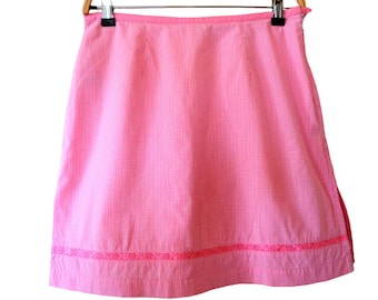 Vintage St Johns Bay Women Skort, Checkered Culottes Romper Skirt Shorts, Pink White Plaid Skort, Gingham Skirt Skort