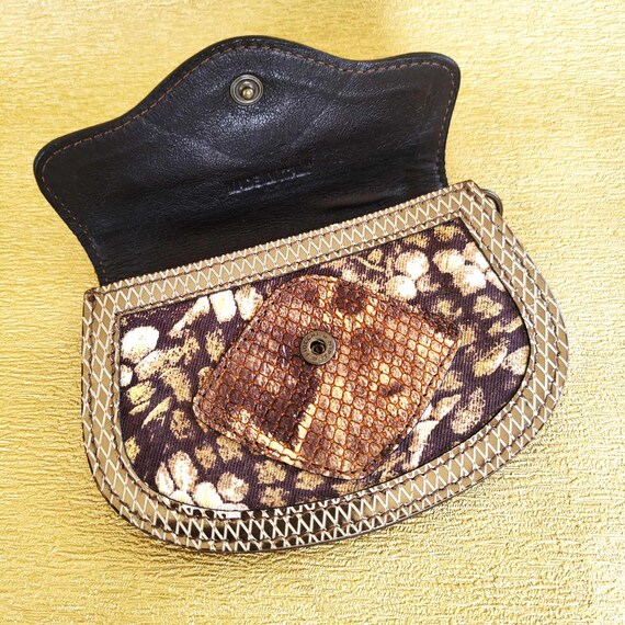 Just Cavalli Vintage 90s Women Small Wallet with Animal Print, Leather Cloth Coin Money Pouch Compact Portable Glamorous Exotic Design Retro View 2