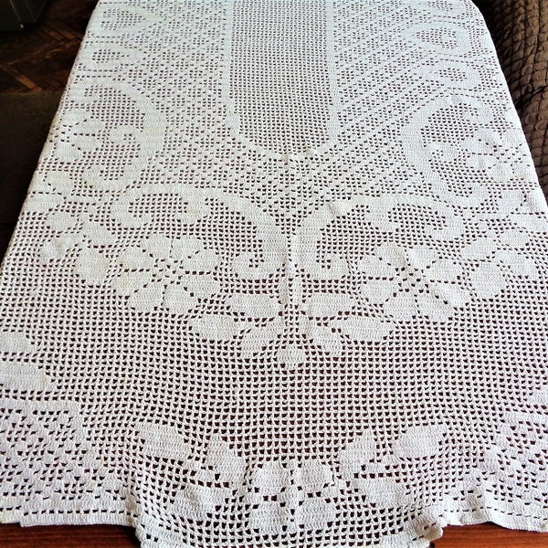 Nappe au Crochet à la main blanche ovale, grande nappe en dentelle, 96 ''/244 cm énorme couverture de Table faite à la main