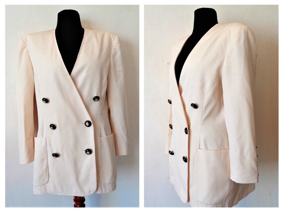 Vintage ESCADA Pure New Wool Blazer, Off White Cre