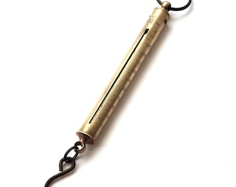 Vintage SALTER Brass Spring Balance Scale, Hanging Weight Measuring Instrument with Hook, Antique English Kitchen Fishing Postal Tool