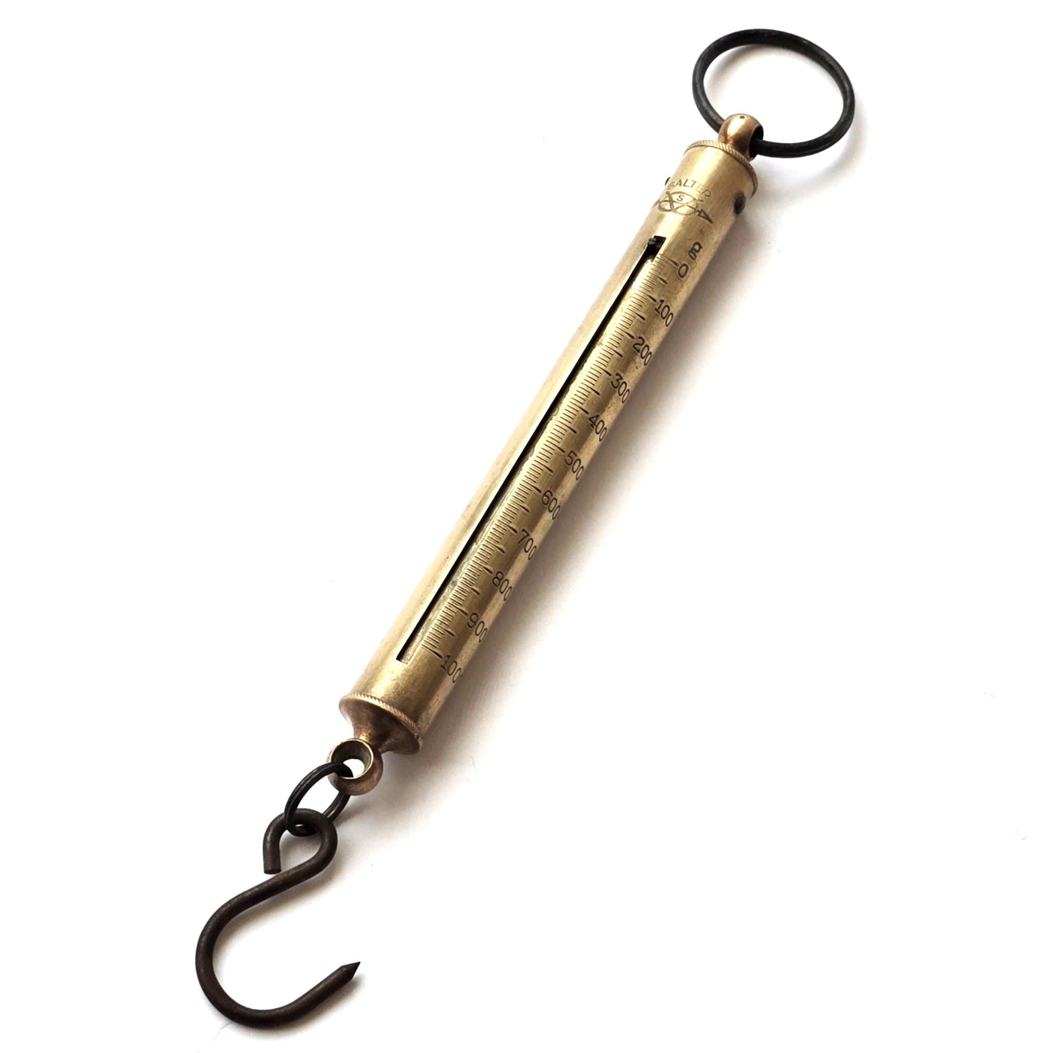 Vintage SALTER Brass Spring Balance Scale, Hanging Weight
