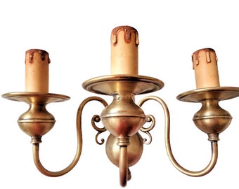 Messing wandkandelaar, antieke wandlamp, vintage licht, Victoriaanse woondecoratie