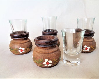 Shot Glasses with Holder, German Drinks Shots for Tequila Whiskey Vodka Liquor, Vintage Glassware