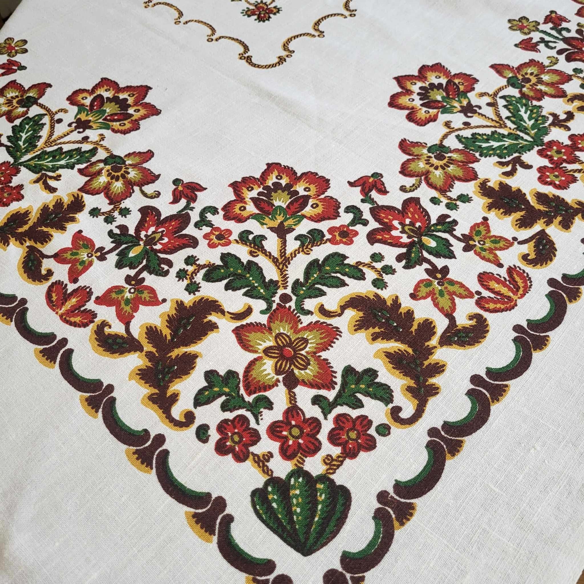 Linen Tablecloth Fall Colors Red Brown Yellow Middle Eastern Oriental ...