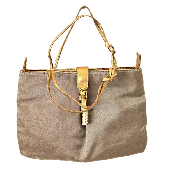 Blumarine Bag, Y2k Mini Handbag, Gold Cloth Bag, Small Women's