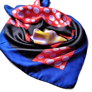 Vintage French Silk Scarf, Saint Michel headscarf with Rose