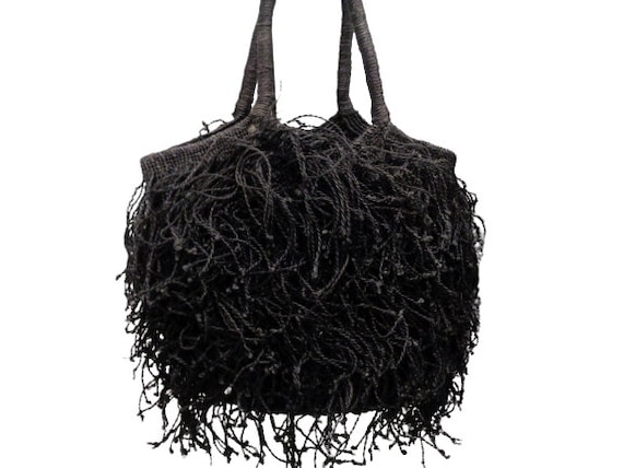 Jute Macrame Fringed Shaggy Tote Bag, Handcrafted… - image 2