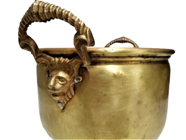 Vintage Brass Planter With Lion Head Handles Large French Etsy