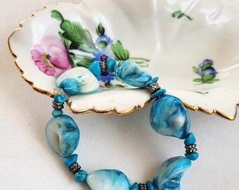 Bracelet coquillage perlé bleu extensible perles de nacre naturelle jonc à la mode bijoux de plage bohème pour adolescentes femmes cadeau