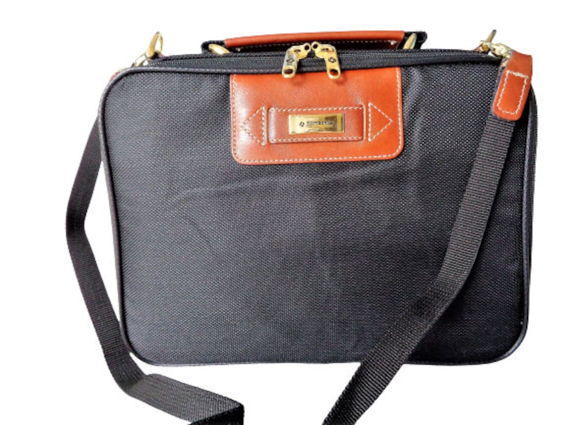 Vintage SAMSONITE Black Canvas Leather Shoulder Bag Small Etsy