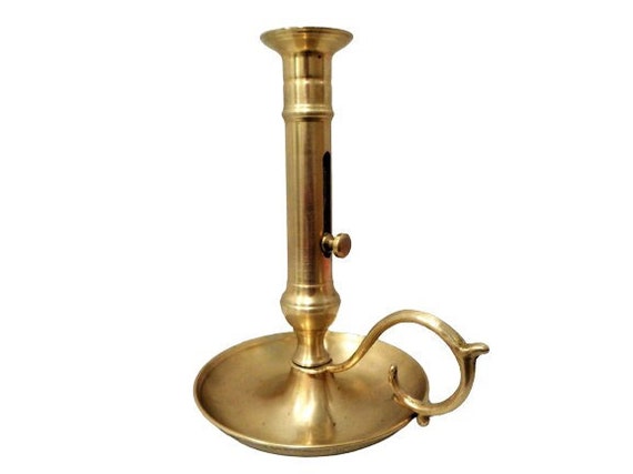 Brass Chamberstick Candle Holder, Adjustable Chamberstick, Antique