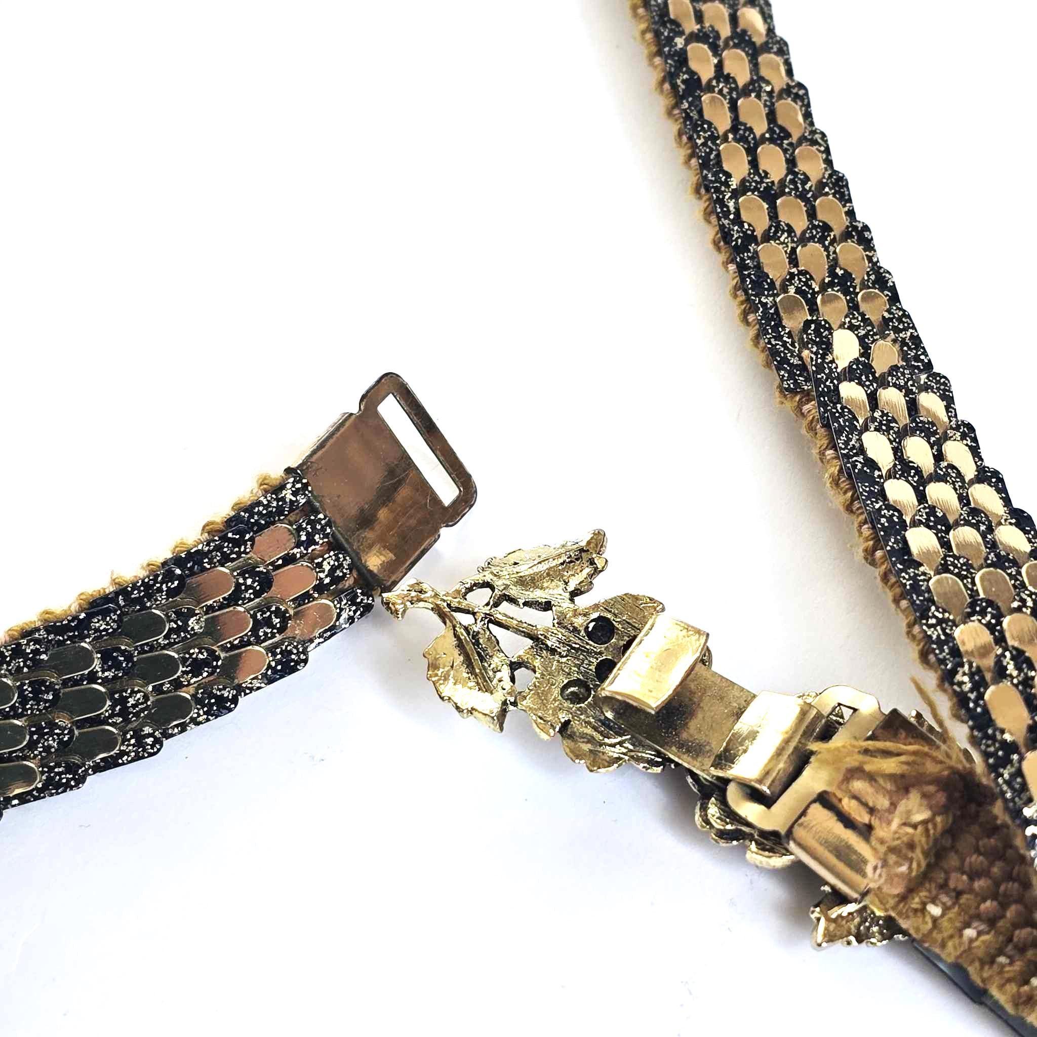Vintage 80’s? Bronze /Antique Gold Floral Metal Waist Belt with Pearl Accents Authentic 1980s Vintage Gold Metal Waist Belt With Brass  main image 2