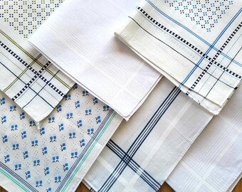 Handkerchief Set of 6 for Men, Vintage Mens Hankies Bulk, pocket square, groomsmans gifts, fathers gift