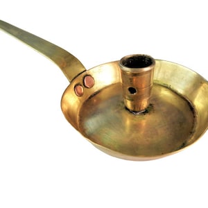 Vintage Brass Candlestick, Antique Chamber stick, Candle Holder Pan
