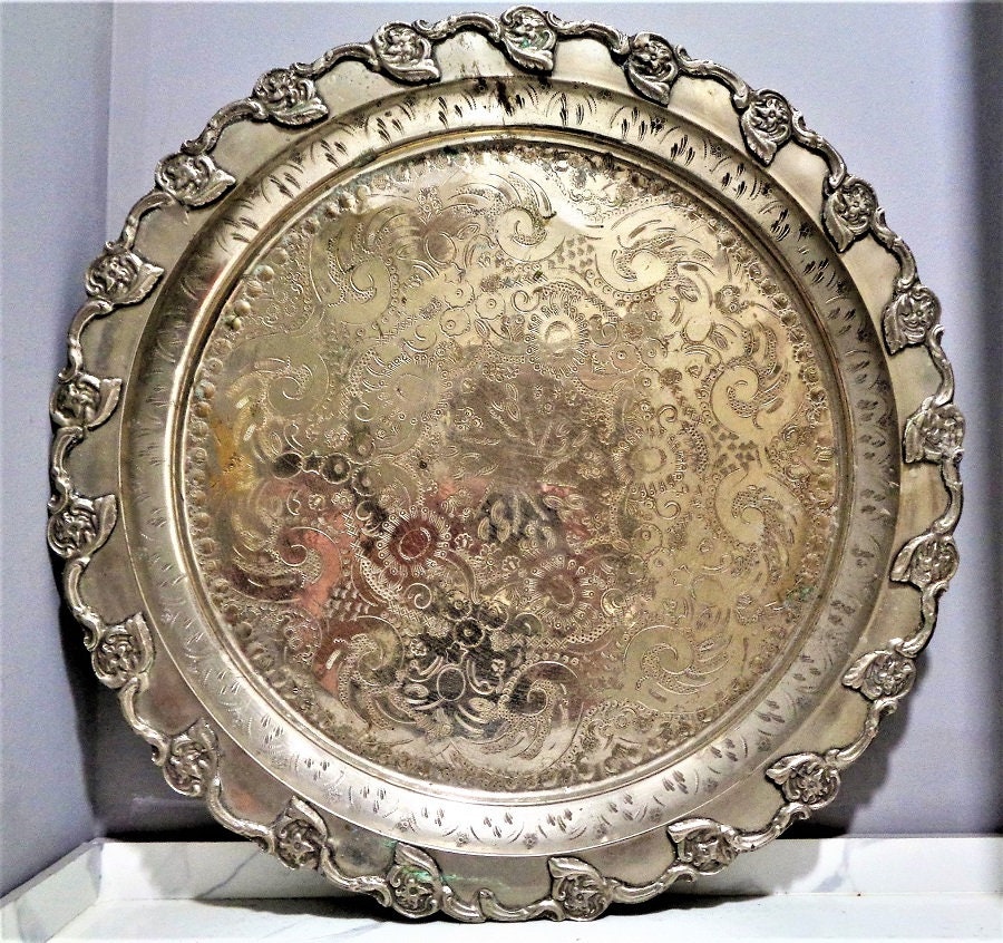 Extra Large Round Table Tray Moroccan Tray Table Top 50cm Etsy