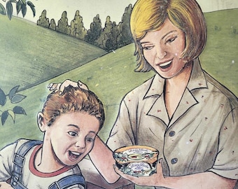 ヴィンテージ 60年代 壁掛け看板 プリン広告 ブリキ製メタルポスター プラーク バーや食料品店向け