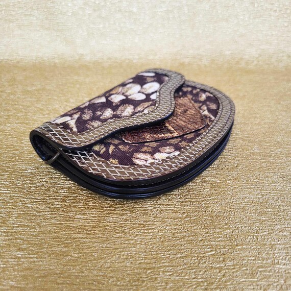 Just Cavalli Vintage 90s Women Small Wallet with Animal Print, Leather Cloth Coin Money Pouch Compact Portable Glamorous Exotic Design Retro View 4