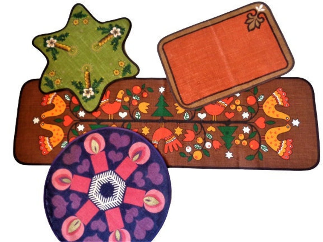 Natural Jute Placemats Doilies Lot, Vintage Table Mats Runner, Danish ...