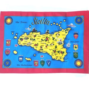 Italienische Souvenir Geschirrtuch Set Flaggen Wahrzeichen Italien Vintage Karte großes Rechteck Baumwolle Vintage unbenutzt Geschirrtuch Handtuchhalter