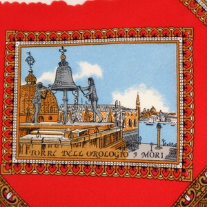 Souvenir Scarf of Venice, Souvenir of Italy, Venezia Souvenir Scarf, Travel Tourist Scarf, Red White Souvenir Scarf image 4