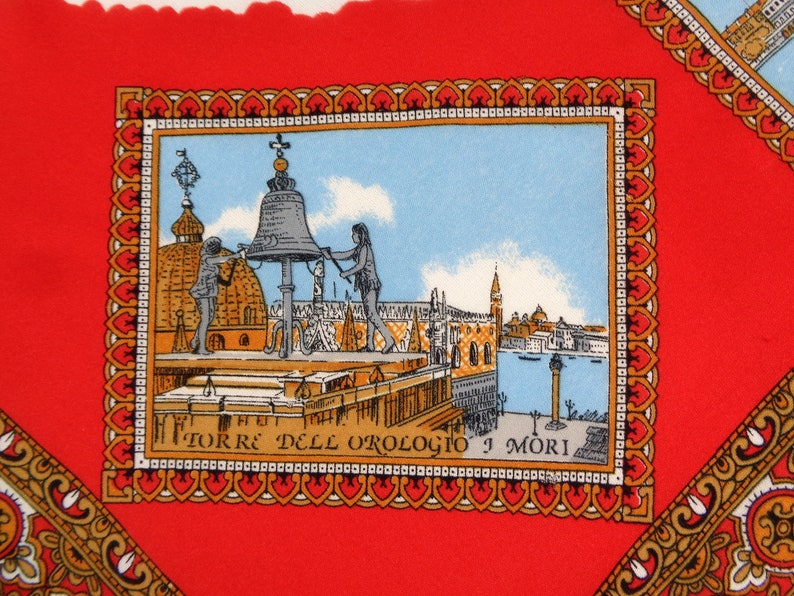 Souvenir Scarf of Venice, Souvenir of Italy, Venezia Souvenir Scarf, Travel Tourist Scarf, Red White Souvenir Scarf image 4