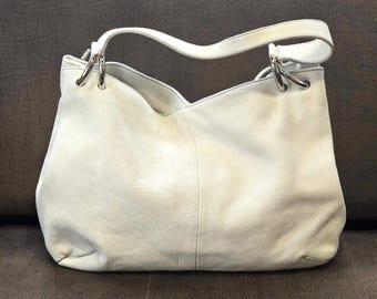 Borsa a tracolla vintage Furla bianca grande Hobo in vera pelle