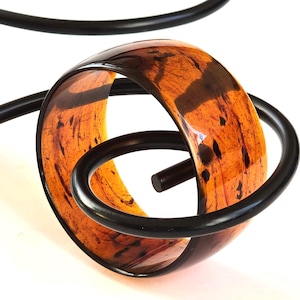Vintage 1970s Wide Transparent Brown Marbled Lucite Bangle Bracelet Chunky Retro Statement Cuff Jewelry