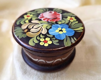 Vintage pintado a mano pequeña caja de baratijas de madera holandesa Hindeloopen Folk Art Jewelry Boxes mediados de la década de 1990 regalo de recuerdo para mujeres hombres Día de la Madre