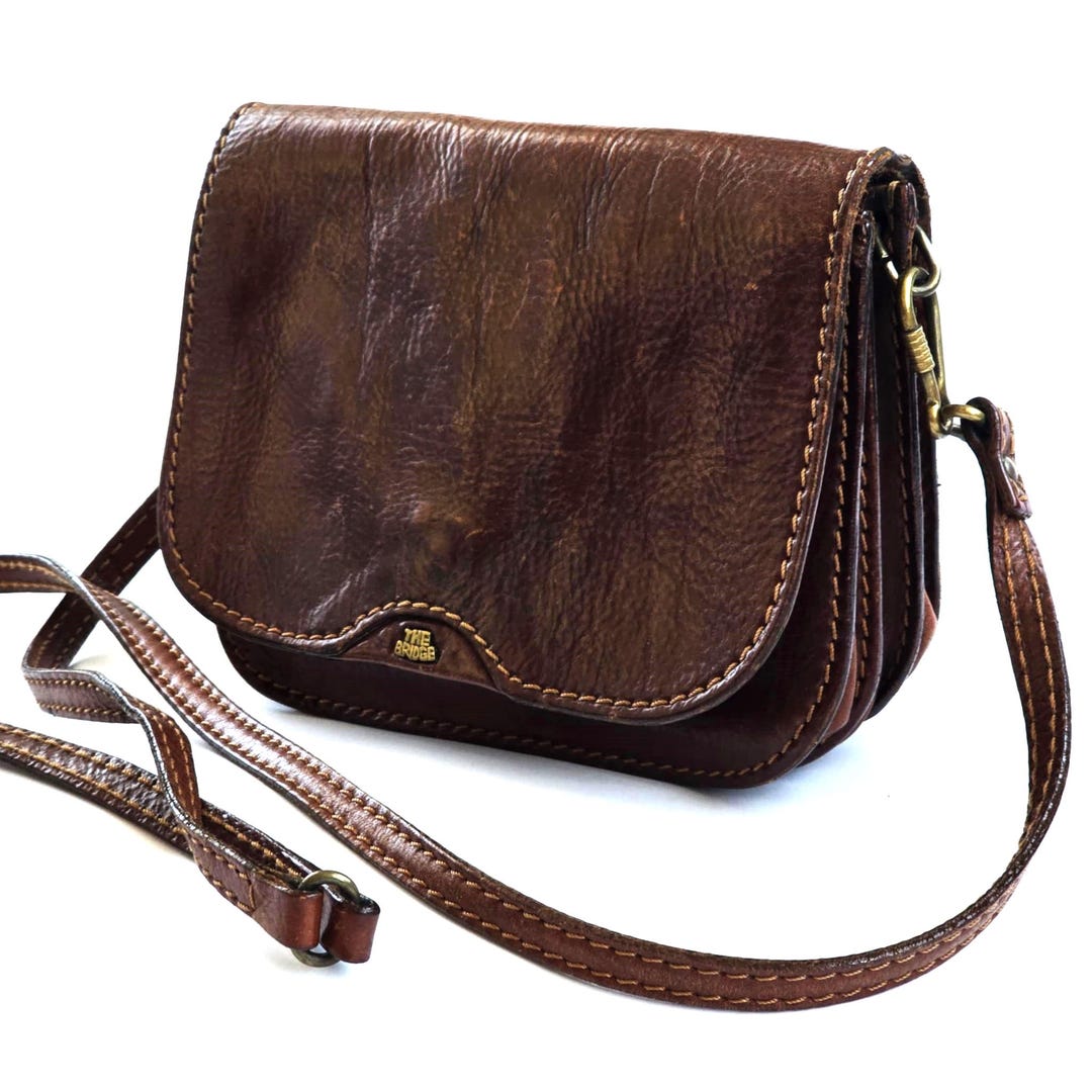 ③ THE BRIDGE ヴィンテージ　レザーバッグ　【078】 Vintage the Bridge Leather Crossbody Bag, Brown Saddle Purse