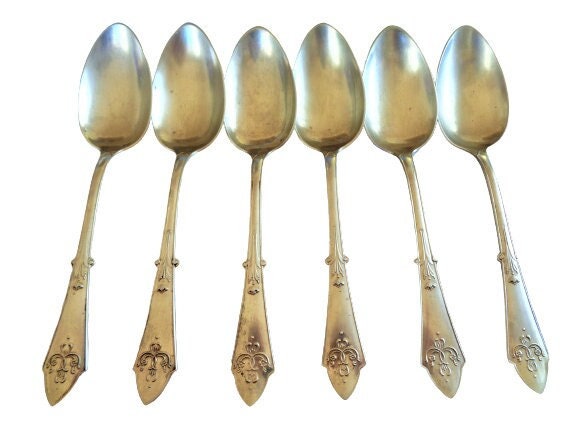 Antique Silver Plated Spoons Set of 6, Wellner Alpacca Germany, Serving Spoons, Vintage Silverplate Flatware, Wedding Gift