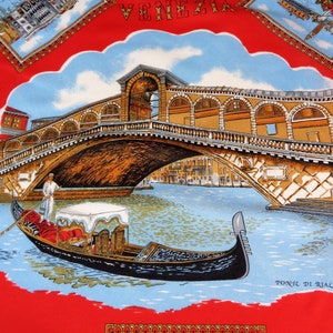 Souvenir Scarf of Venice, Souvenir of Italy, Venezia Souvenir Scarf, Travel Tourist Scarf, Red White Souvenir Scarf image 2