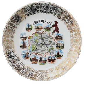 Vintage Jaeger Bavaria Berlin Souvenir Teller Verziert Gold Trim Berlin Karte Bär Wahrzeichen Deutsches Sammlerstück Wand Mantel Regal Dekor Reise Geschenk