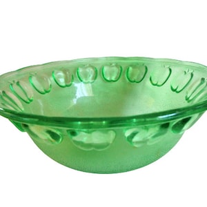 Vintage 1960s Apple Green Glass Mixing Bowl, Retro Kitchen Serving Dish, Round Salad Bowl