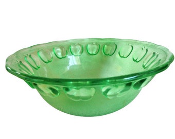 Vintage 1960s Apple Green Glass Mixing Bowl, Retro Kitchen Serving Dish, Round Salad Bowl