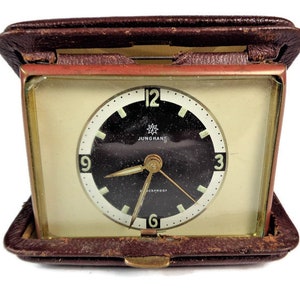 Junghans Shockproof Alarm Travel Clock Folding Case, Working Mechanical clock, Germany