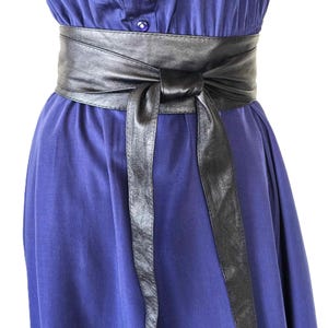 Wrap around Tie fastening Extra Long Belt Soft Dark Brown Leather, Wide Corset Waist Wrap Sash Vintage