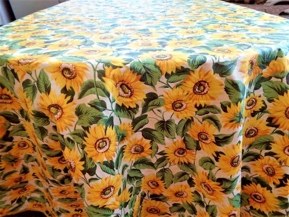 ひまわり柄のテーブルクロス、大きな長方形のテーブルカバー、Friedola
