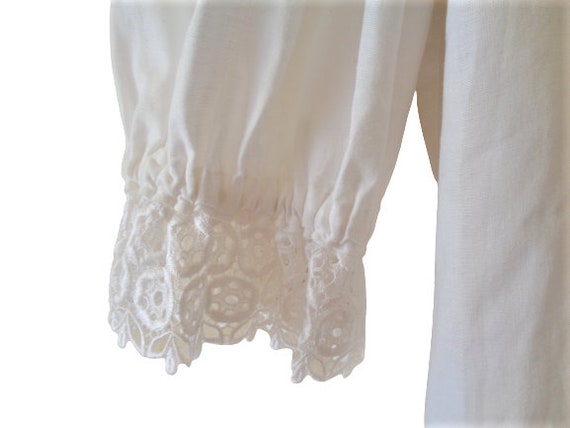 Lace Ruffle Blouse, White Dirndl Top with Puff Sl… - image 7