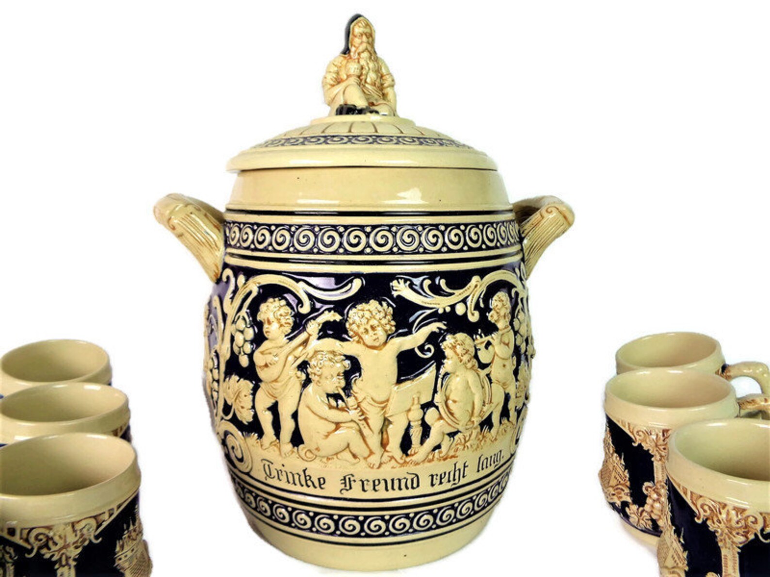 German Punch Bowl Set with 8 Cups Stoneware Tureen Set Gerz Etsy