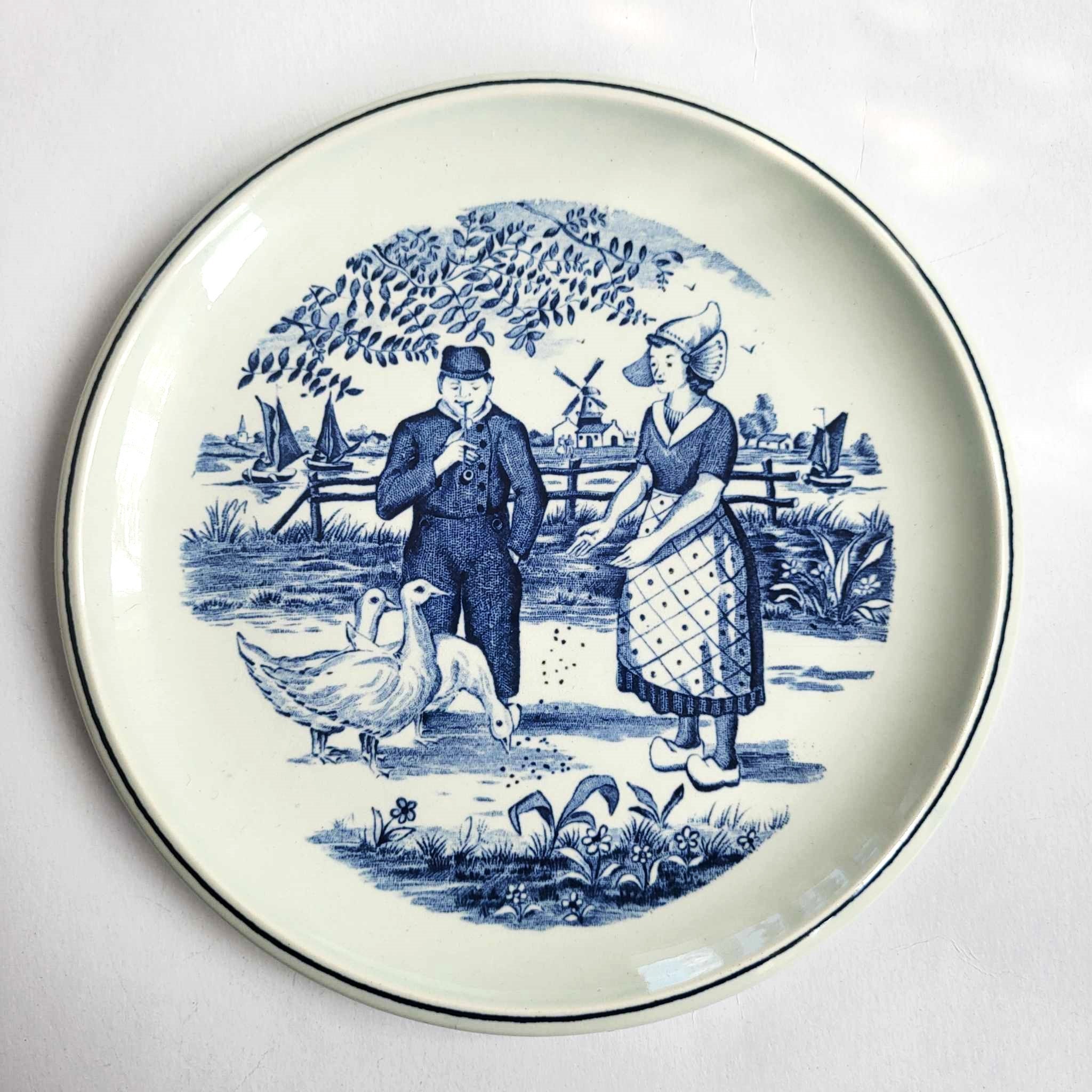 ベルギーBoch プレート Vintage Boch Belgium Delft Holland Porcelain Plate Blue and White