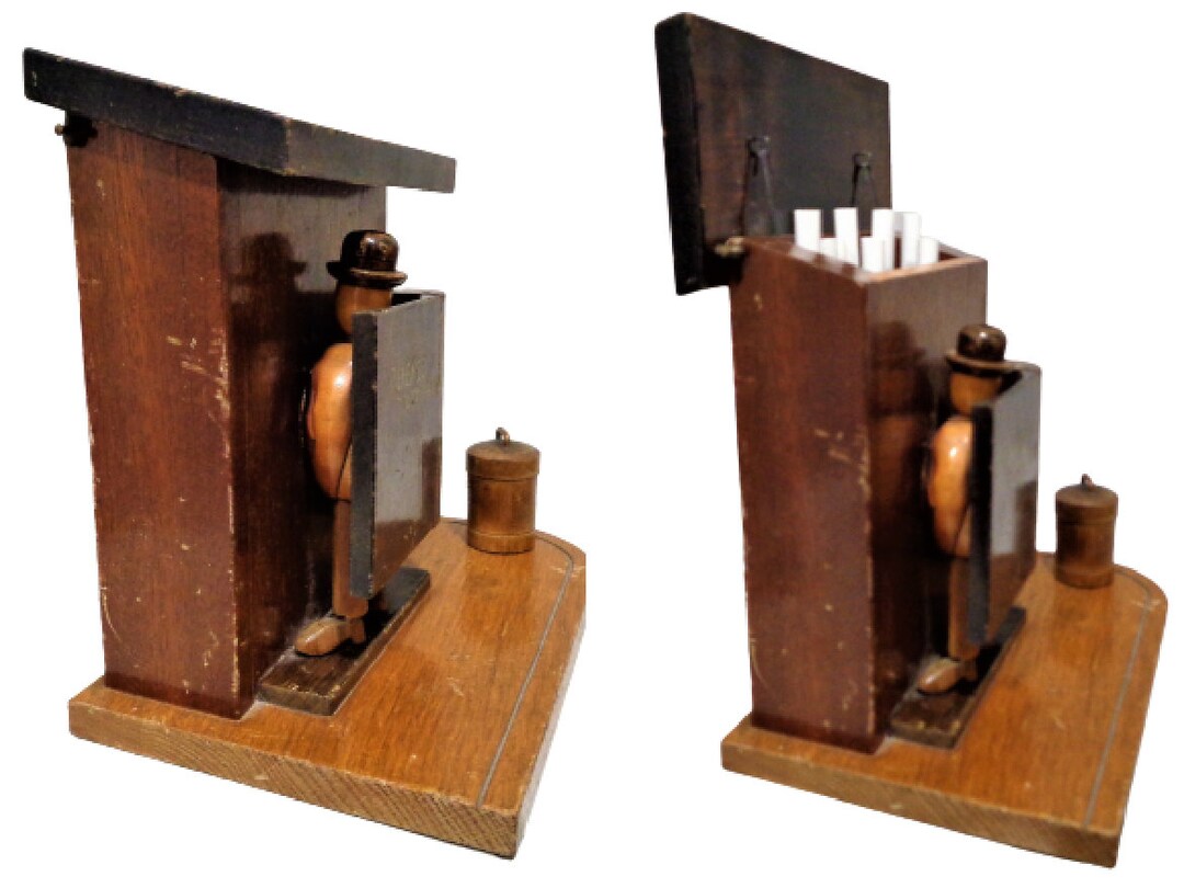 Vintage Cigarette Dispenser Pop Up Wood Mechanical Cigarette Etsy