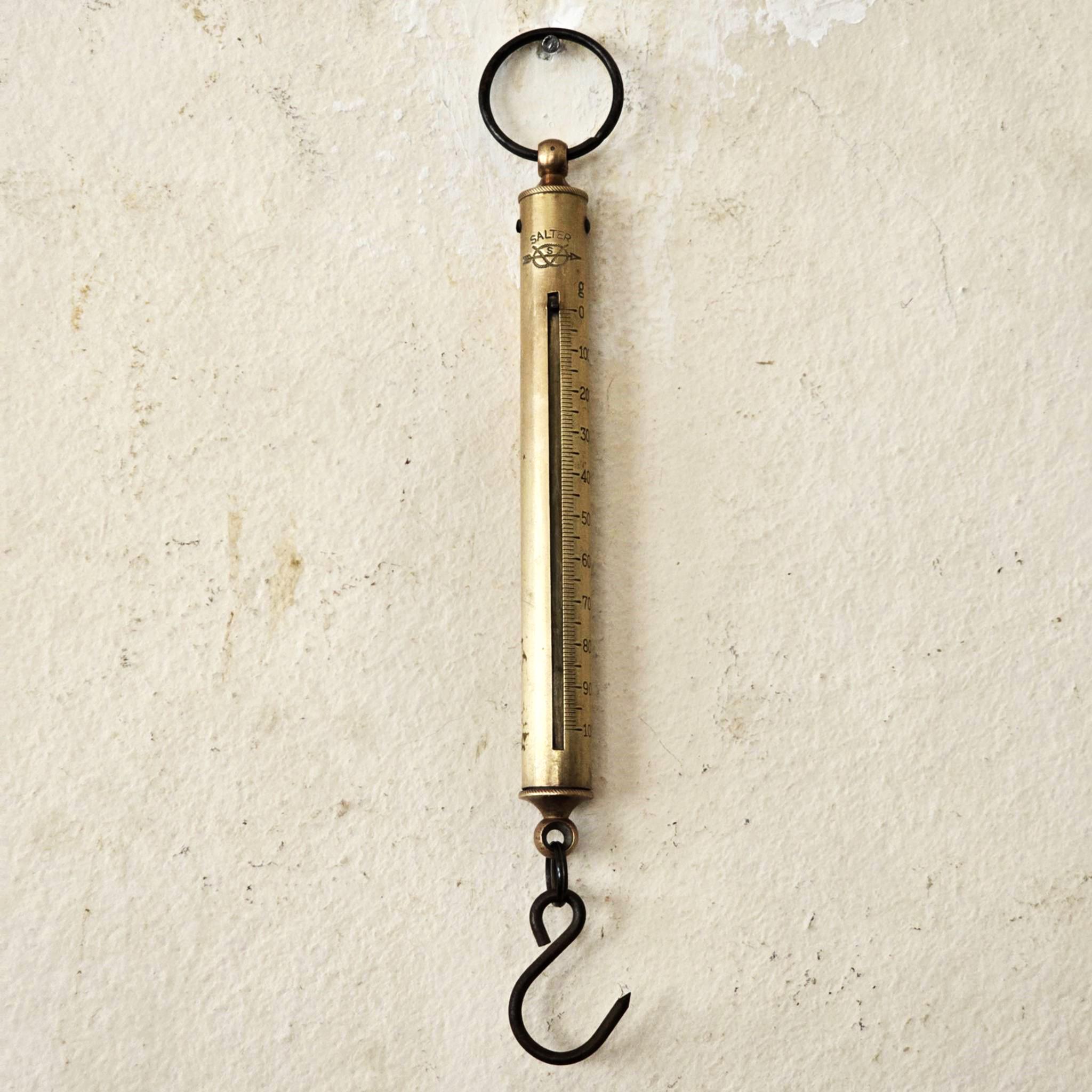古道具 SALTER スプリングバランス No. 17 8oz Vintage SALTER Brass Spring Balance Scale, Hanging Weight