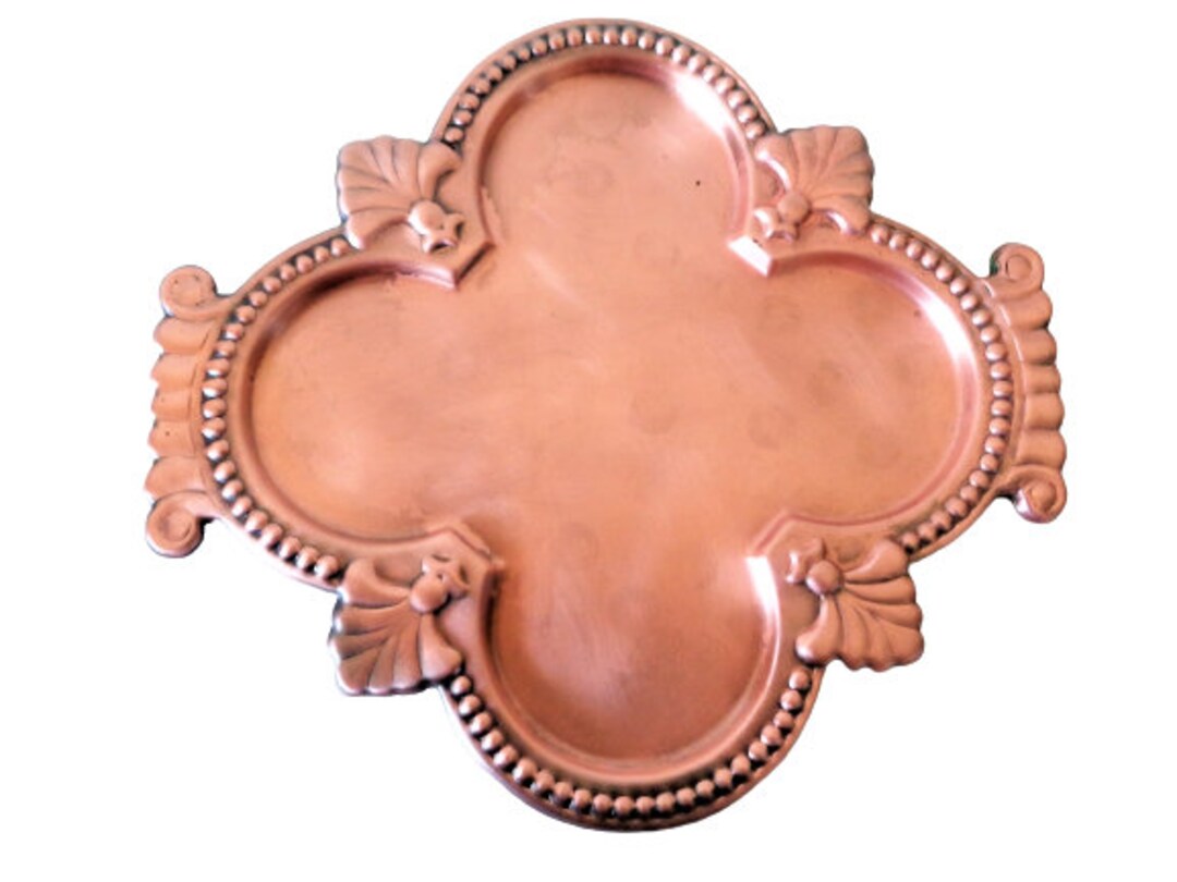 Vintage Copper Tray Small Serving Tray With Handles Metal Etsy