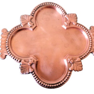 Vintage Copper Tray, Small Serving Tray with Handles, Metal Drink Tray, Brass Vanity Tray