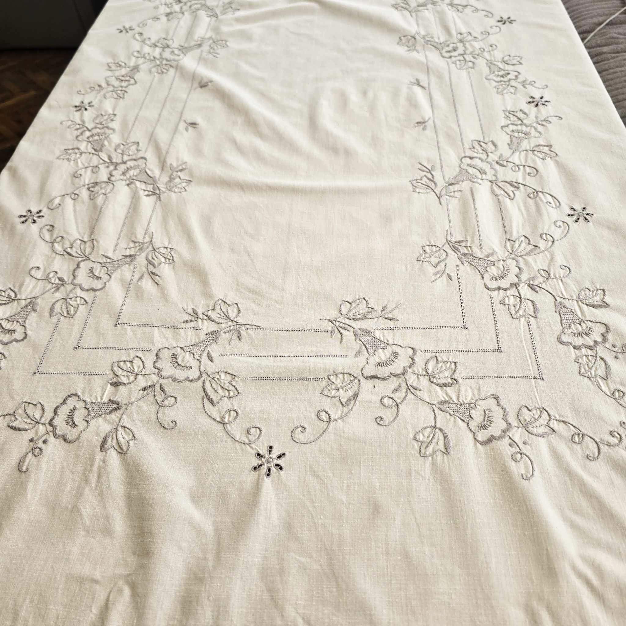 ヴィンテージ ハンド刺繍 コットン テーブルクロス マデイラスタイル 