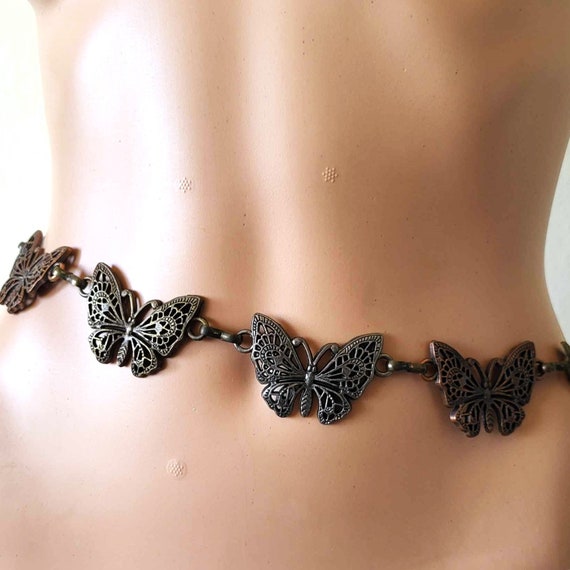 Metal Butterfly Chain Waist Belt Filigree Ornate Pattern  display picture 3
