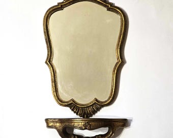 Wall Mounted Console with Gold Gilded Mirror